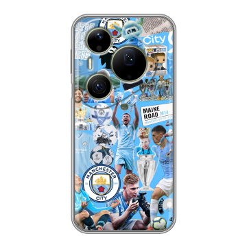 Силиконовый чехол на Huawei Pura 90 Pro Max с принтом Man City Манчестер Сити