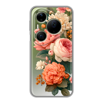 Силиконовый чехол на Huawei Pura 90 Pro Max с принтом цветы