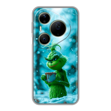 Силиконовый чехол на Huawei Pura 90 Pro Max с принтом Новый год гринч