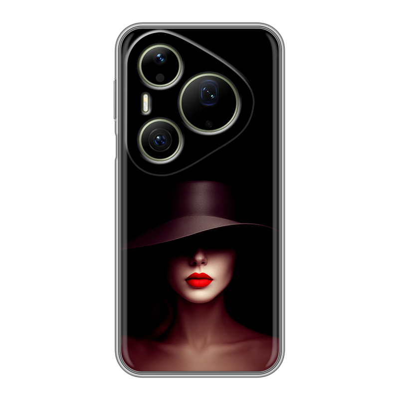 Силиконовый чехол на Huawei Pura 90 Pro Max с принтом Девушка в шляпе Силиконовый чехол на Huawei Pura 90 Pro Max с принтом Девушка в шляпе