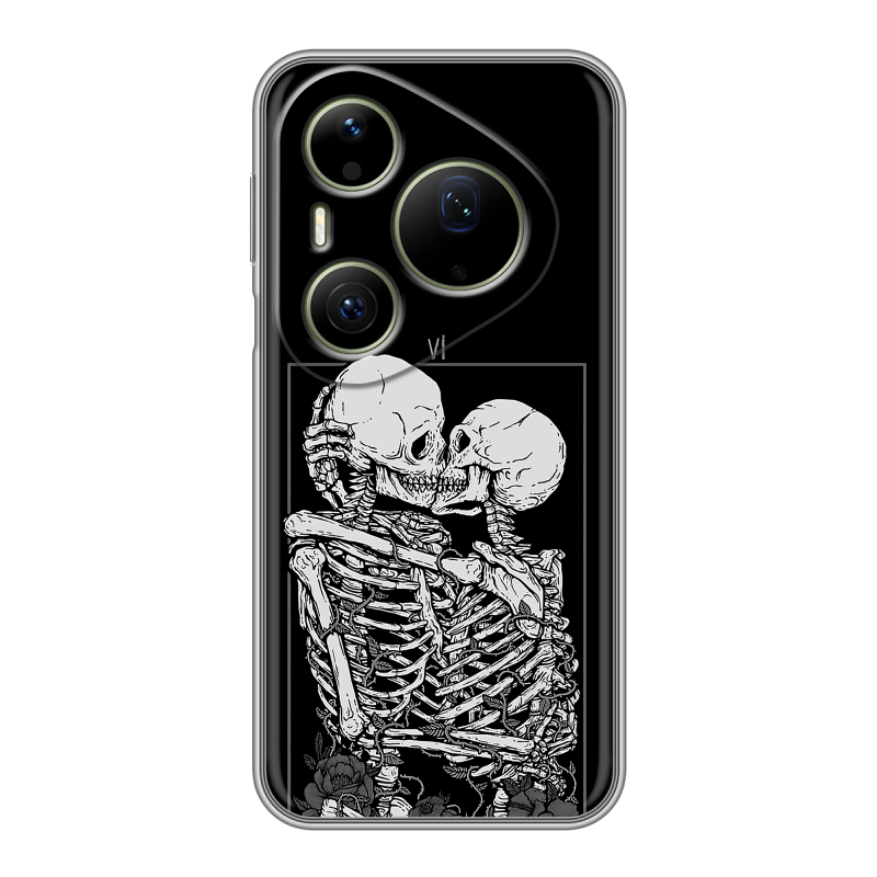 Силиконовый чехол на Huawei Pura 90 Pro Max с принтом Поцелуй скелетов Силиконовый чехол на Huawei Pura 90 Pro Max с принтом Поцелуй скелетов