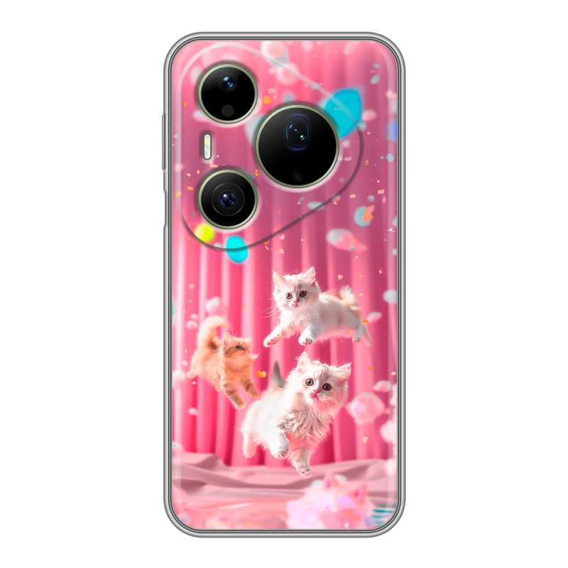 Силиконовый чехол на Huawei Pura 90 Pro Max с принтом милые котики Силиконовый чехол на Huawei Pura 90 Pro Max с принтом милые котики