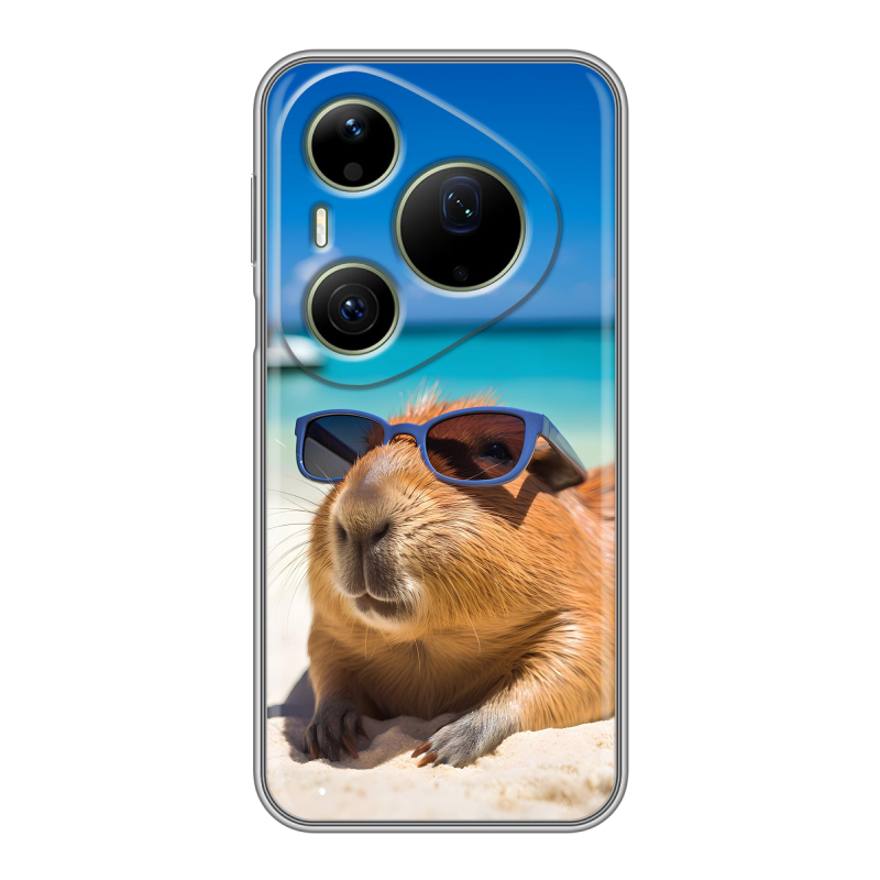 Силиконовый чехол на Huawei Pura 90 Pro Max с принтом Капибара Силиконовый чехол на Huawei Pura 90 Pro Max с принтом Капибара