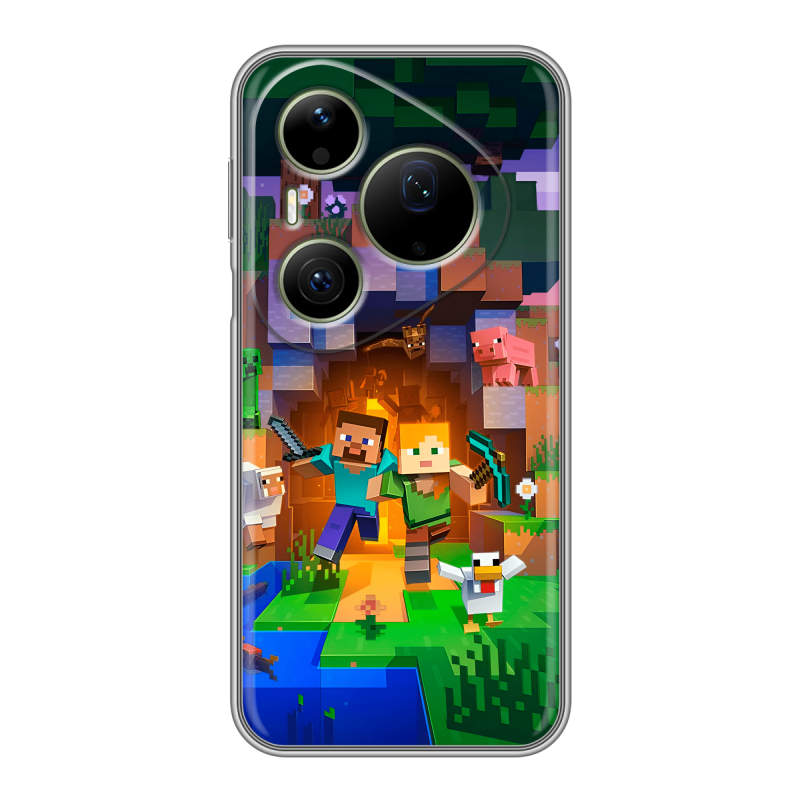 Силиконовый чехол на Huawei Pura 90 Pro Max с принтом Майнкрафт Minecraft Силиконовый чехол на Huawei Pura 90 Pro Max с принтом Майнкрафт Minecraft