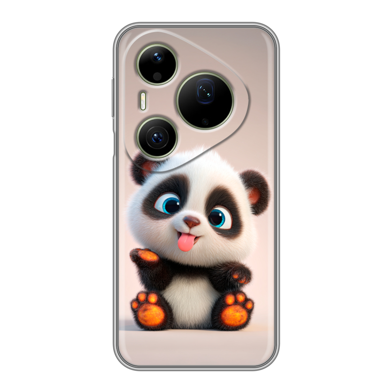 Силиконовый чехол на Huawei Pura 90 Pro Max с принтом милая панда Силиконовый чехол на Huawei Pura 90 Pro Max с принтом милая панда