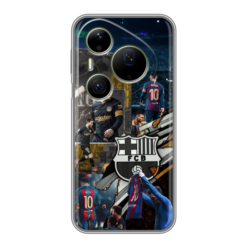 Силиконовый чехол на Huawei Pura 90 Pro Max с принтом Messi Barcelona Силиконовый чехол на Huawei Pura 90 Pro Max с принтом Messi Barcelona