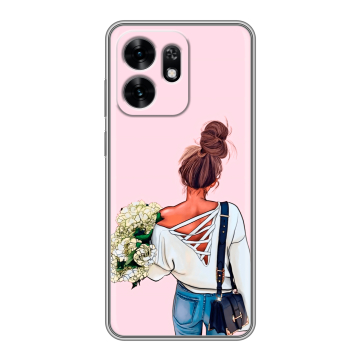 Силиконовый чехол на Honor X6D с принтом Девушка и букет Силиконовый чехол на Honor X6D с принтом Девушка и букет