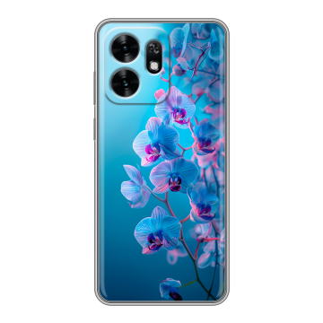 Силиконовый чехол на Honor X6D с принтом голубые орхидеи Силиконовый чехол на Honor X6D с принтом голубые орхидеи