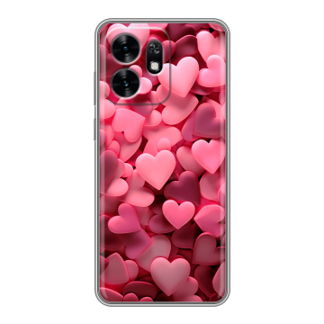 Силиконовый чехол на Honor X6D с принтом розовые сердечки Силиконовый чехол на Honor X6D с принтом розовые сердечки