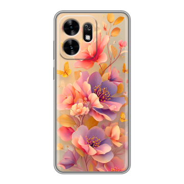 Силиконовый чехол на Honor X6D с принтом Цветы и бабочки