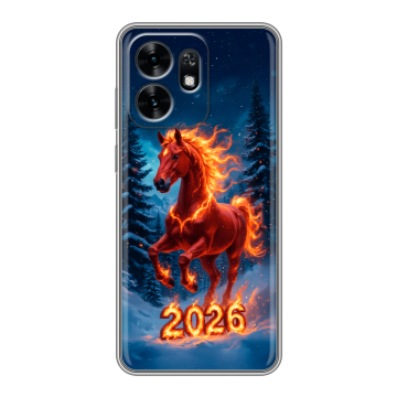 Силиконовый чехол на Honor X6D с принтом Новый год коня