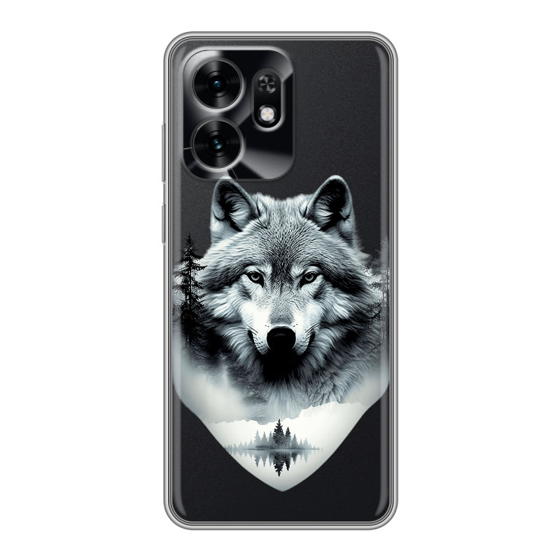 Силиконовый чехол на Honor X6D с принтом Волк в лесу Силиконовый чехол на Honor X6D с принтом Волк в лесу