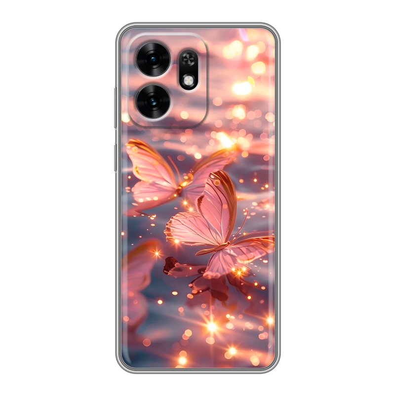 Силиконовый чехол на Honor X6D с принтом бабочки розовые Силиконовый чехол на Honor X6D с принтом бабочки розовые
