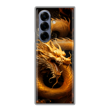 Пластиковый чехол на Samsung Galaxy Z Fold 8 с принтом Золотой дракон Пластиковый чехол на Samsung Galaxy Z Fold 8 с принтом Золотой дракон