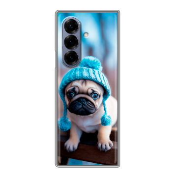 Пластиковый чехол на Samsung Galaxy Z Fold 8 с принтом Мопс в шапке Пластиковый чехол на Samsung Galaxy Z Fold 8 с принтом Мопс в шапке