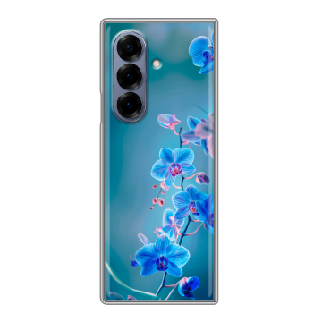 Пластиковый чехол на Samsung Galaxy Z Fold 8 с принтом Голубые цветы Пластиковый чехол на Samsung Galaxy Z Fold 8 с принтом Голубые цветы