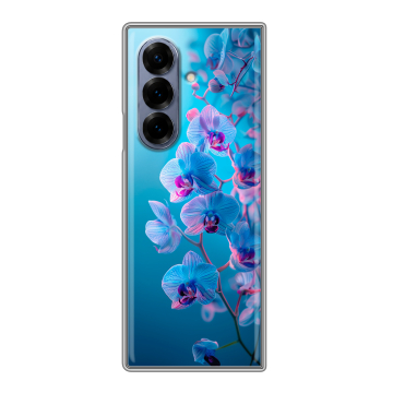 Пластиковый чехол на Samsung Galaxy Z Fold 8 с принтом голубые орхидеи Пластиковый чехол на Samsung Galaxy Z Fold 8 с принтом голубые орхидеи