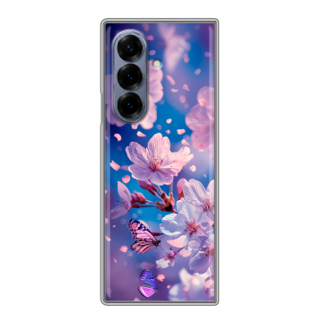 Пластиковый чехол на Samsung Galaxy Z Fold 8 с принтом цветы бабочки Пластиковый чехол на Samsung Galaxy Z Fold 8 с принтом цветы бабочки
