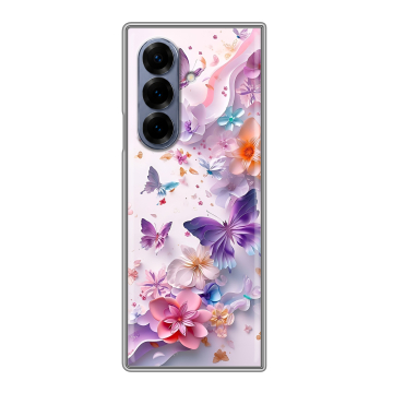 Пластиковый чехол на Samsung Galaxy Z Fold 8 с принтом цветы бабочки Пластиковый чехол на Samsung Galaxy Z Fold 8 с принтом цветы бабочки