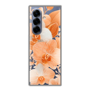 Пластиковый чехол на Samsung Galaxy Z Fold 8 с принтом Бежевые цветы Пластиковый чехол на Samsung Galaxy Z Fold 8 с принтом Бежевые цветы