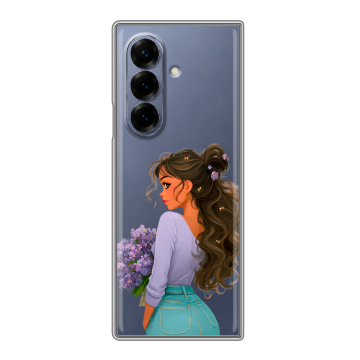 Пластиковый чехол на Samsung Galaxy Z Fold 8 с принтом девушка цветы Пластиковый чехол на Samsung Galaxy Z Fold 8 с принтом девушка цветы