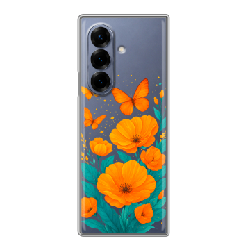 Пластиковый чехол на Samsung Galaxy Z Fold 8 с принтом цветы бабочки Пластиковый чехол на Samsung Galaxy Z Fold 8 с принтом цветы бабочки