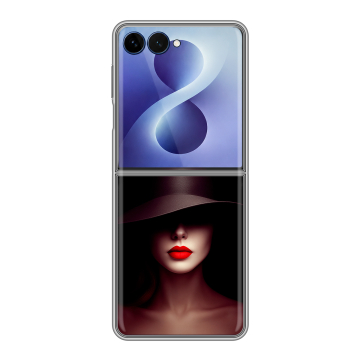Пластиковый чехол на Samsung Galaxy Z Flip 8 с принтом Девушка в шляпе