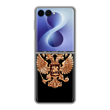 Пластиковый чехол на Samsung Galaxy Z Flip 8 с принтом Герб России золотой