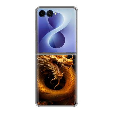 Пластиковый чехол на Samsung Galaxy Z Flip 8 с принтом Золотой дракон
