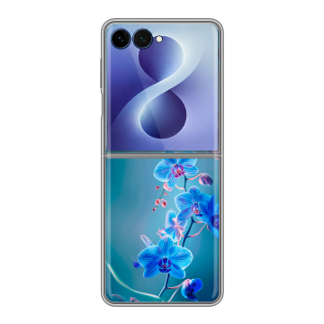 Пластиковый чехол на Samsung Galaxy Z Flip 8 с принтом Голубые цветы Пластиковый чехол на Samsung Galaxy Z Flip 8 с принтом Голубые цветы