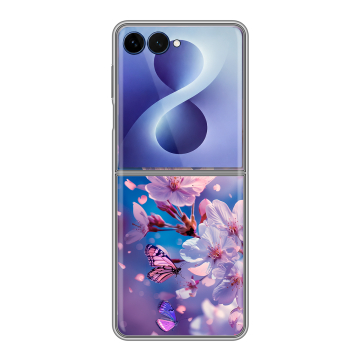 Пластиковый чехол на Samsung Galaxy Z Flip 8 с принтом цветы бабочки