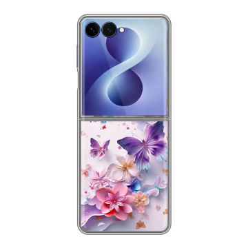 Пластиковый чехол на Samsung Galaxy Z Flip 8 с принтом цветы бабочки Пластиковый чехол на Samsung Galaxy Z Flip 8 с принтом цветы бабочки