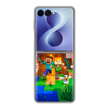 Пластиковый чехол на Samsung Galaxy Z Flip 8 с принтом Майнкрафт Minecraft