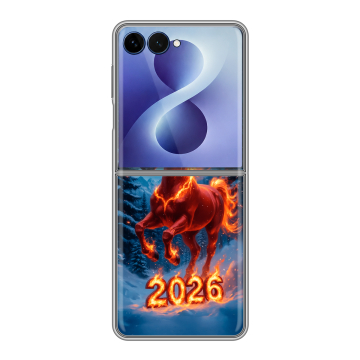 Пластиковый чехол на Samsung Galaxy Z Flip 8 с принтом Новый год коня