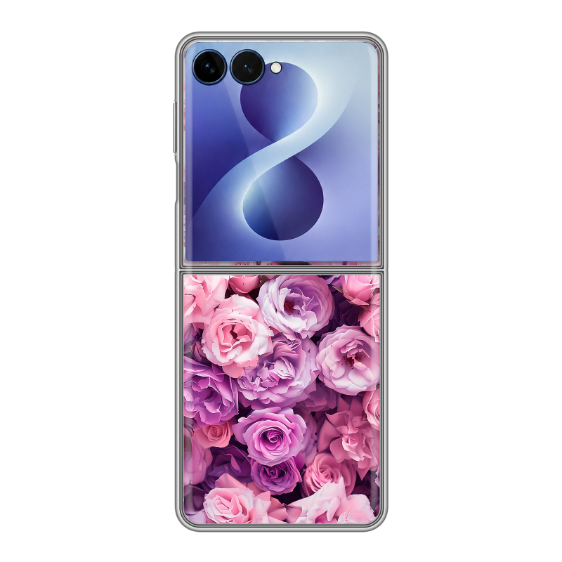 Пластиковый чехол на Samsung Galaxy Z Flip 8 с принтом лавандовые розы Пластиковый чехол на Samsung Galaxy Z Flip 8 с принтом лавандовые розы