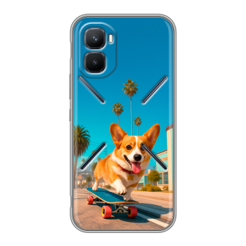Силиконовый чехол на Infinix GT 50 Pro с принтом Корги на скейте