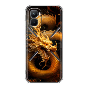 Силиконовый чехол на Infinix GT 50 Pro с принтом Золотой дракон Силиконовый чехол на Infinix GT 50 Pro с принтом Золотой дракон