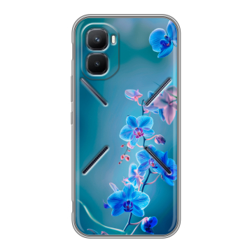 Силиконовый чехол на Infinix GT 50 Pro с принтом Голубые цветы