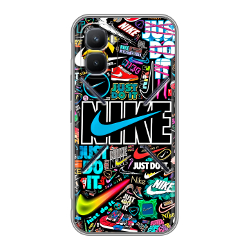 Силиконовый чехол на Infinix GT 50 Pro с принтом найк nike черный Силиконовый чехол на Infinix GT 50 Pro с принтом найк nike черный