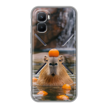 Силиконовый чехол на Infinix GT 50 Pro с принтом Капибара с апельсином