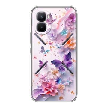 Силиконовый чехол на Infinix GT 50 Pro с принтом цветы бабочки