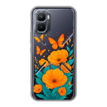 Силиконовый чехол на Infinix GT 50 Pro с принтом цветы бабочки