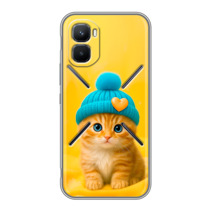 Силиконовый чехол на Infinix GT 50 Pro с принтом Котенок в шапке Силиконовый чехол на Infinix GT 50 Pro с принтом Котенок в шапке