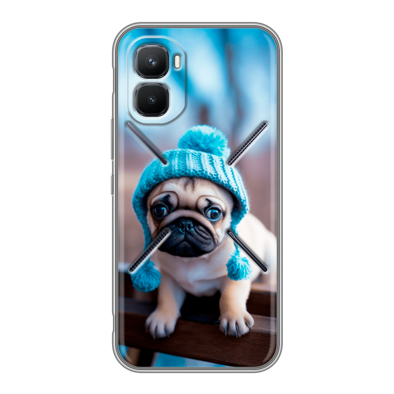 Силиконовый чехол на Infinix GT 50 Pro с принтом Мопс в шапке Силиконовый чехол на Infinix GT 50 Pro с принтом Мопс в шапке