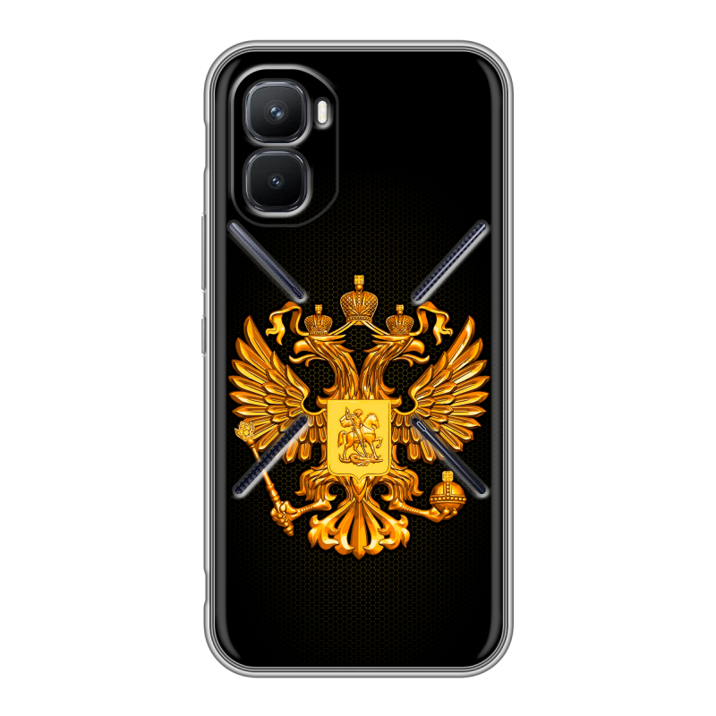Силиконовый чехол на Infinix GT 50 Pro с принтом Герб России желтый Силиконовый чехол на Infinix GT 50 Pro с принтом Герб России желтый