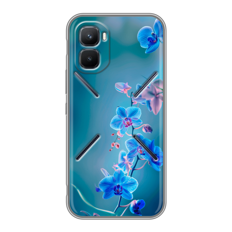 Силиконовый чехол на Infinix GT 50 Pro с принтом Голубые цветы Силиконовый чехол на Infinix GT 50 Pro с принтом Голубые цветы