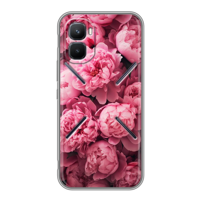 Силиконовый чехол на Infinix GT 50 Pro с принтом цветы пионы Силиконовый чехол на Infinix GT 50 Pro с принтом цветы пионы