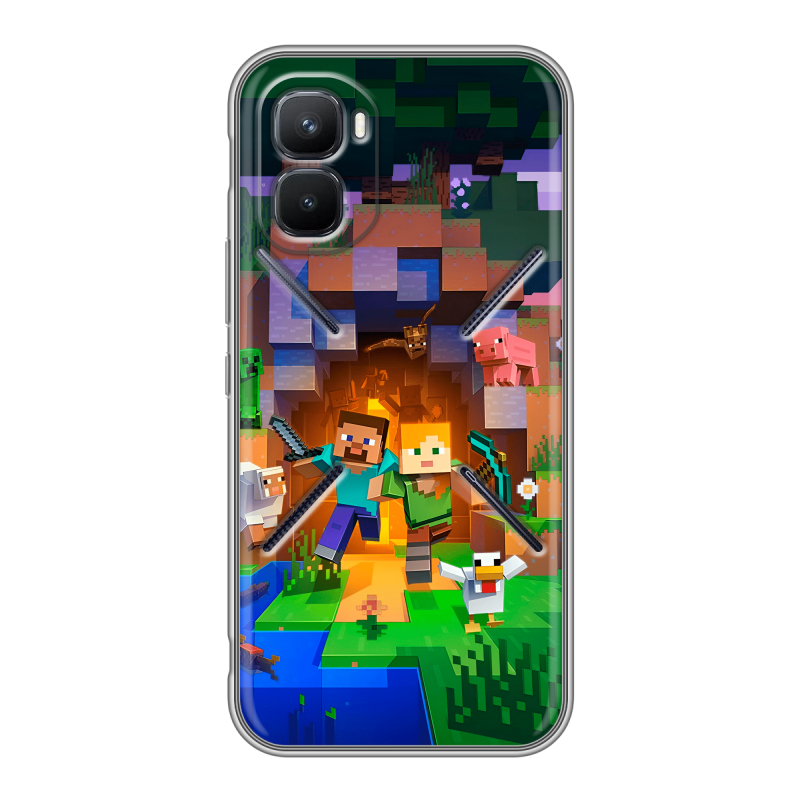 Силиконовый чехол на Infinix GT 50 Pro с принтом Майнкрафт Minecraft Силиконовый чехол на Infinix GT 50 Pro с принтом Майнкрафт Minecraft