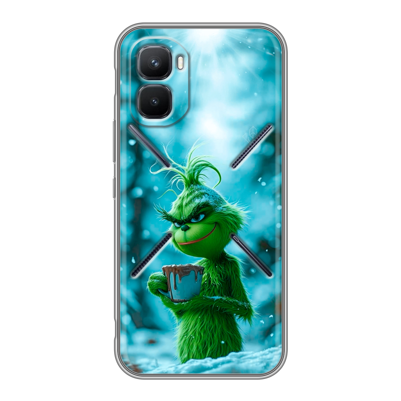 Силиконовый чехол на Infinix GT 50 Pro с принтом Новый год гринч Силиконовый чехол на Infinix GT 50 Pro с принтом Новый год гринч