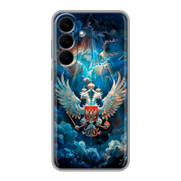 Силиконовый чехол на Samsung Galaxy S26 FE с принтом Герб флаг России
